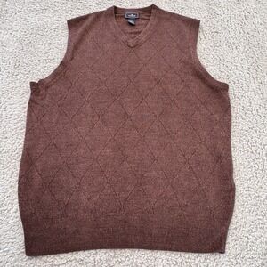 Dockers Men's‎ Brown Argyle Diamond Pattern V Neck Sweater Vest Size Large